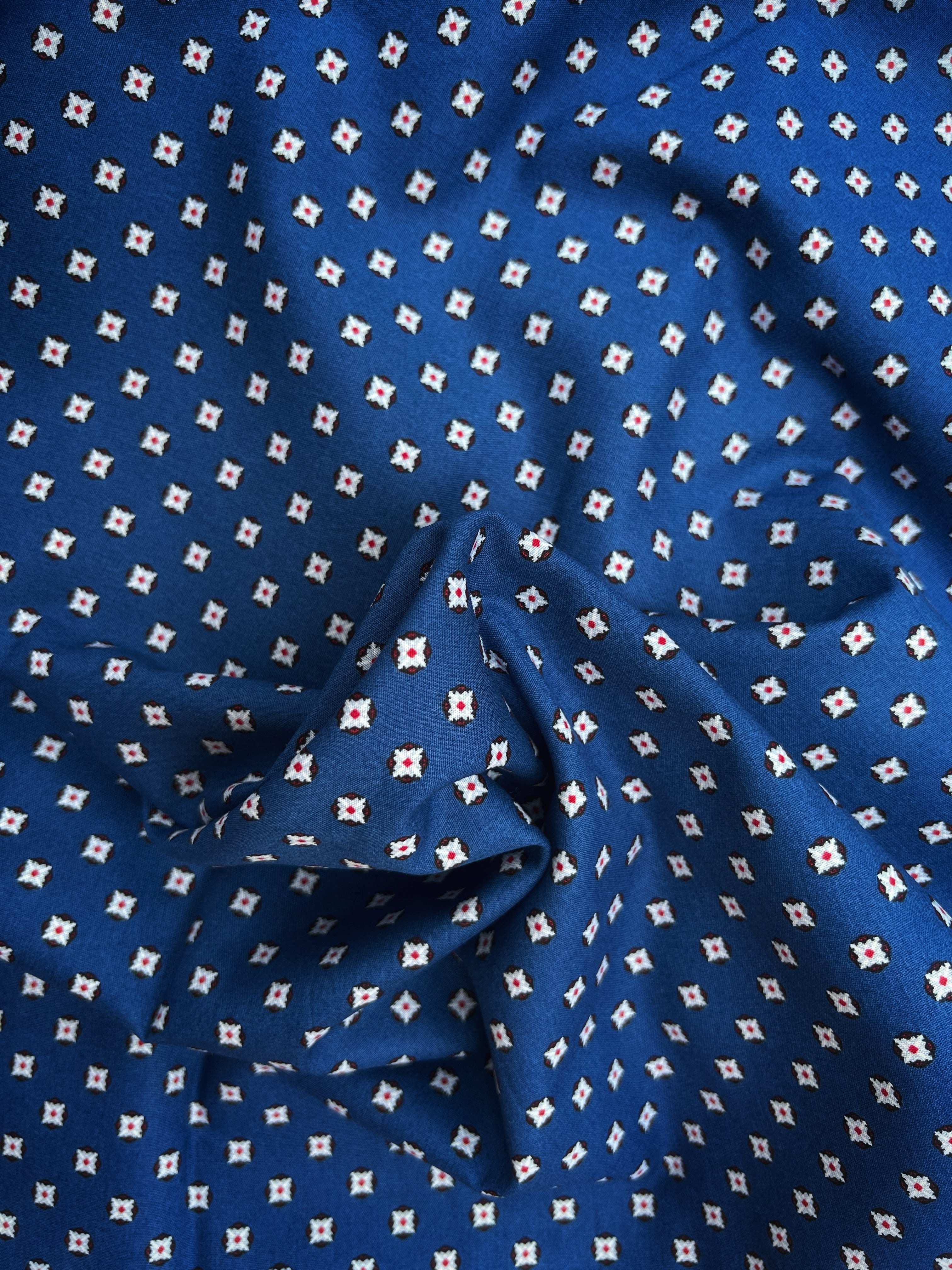 Blue with White Printed